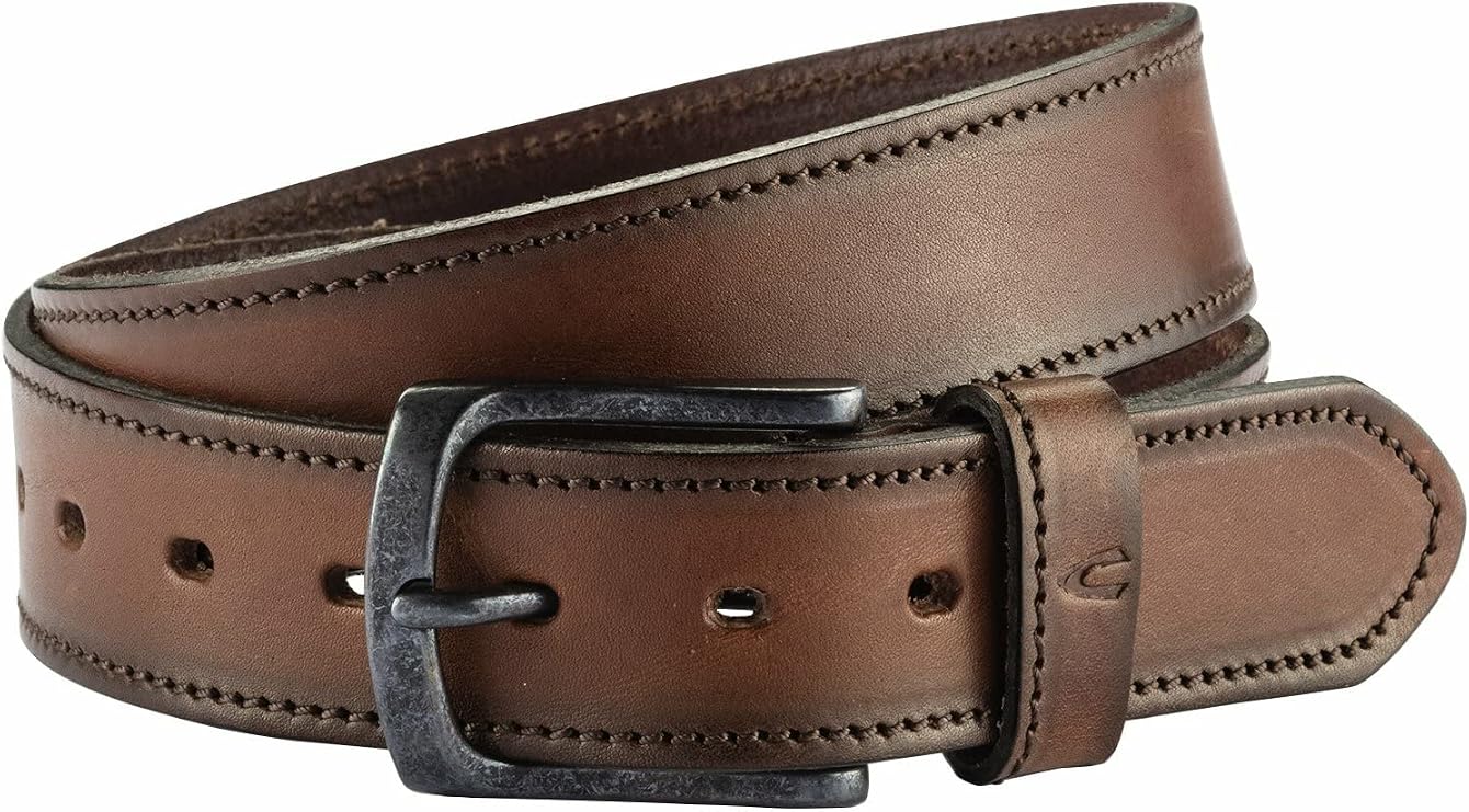 camel active Leather belt 4 cm wide metal clasp cognac