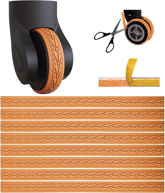 8Pcs Silicone Luggage Cover Protector, Suitcase Wheel Covers, Silent Protection Suitcase Wheel Protection Covers,Essential Travel Accessories(Orange,P)