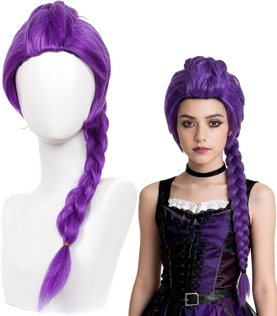 Purple Wig with Thick Braid, Costume Wig Cosplay, Purple Braid Wigs