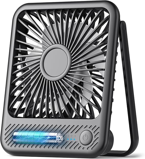 Koonie Battery Operated Desk Fan, 5'' Small USB Portable Fan with Max. 11h Runtime, Strong Wind, 180 Tilt Folding and 3 Speeds Adjustable, Ultra Quiet for Office Travel Camping Bedroom