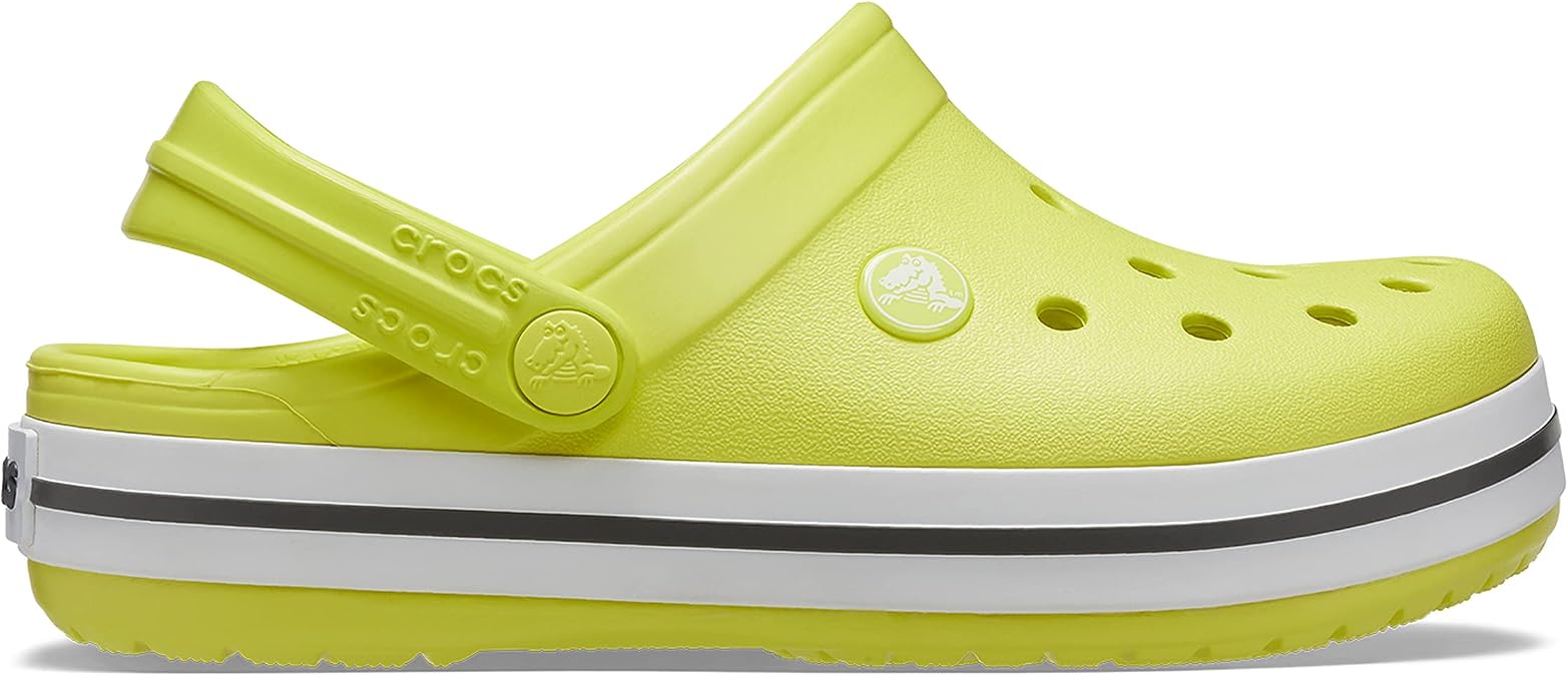 Crocs Unisex-Child Crocband Clogs (Little Kid/Big Kid), Citrus/Grey, 3 Little Kid