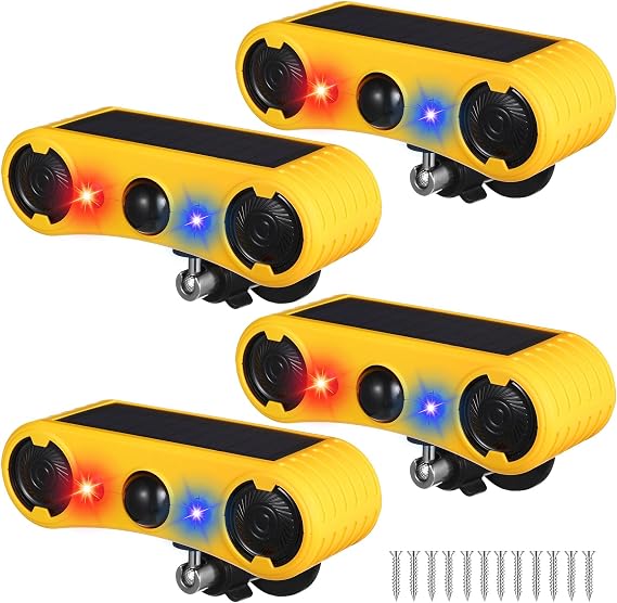 Qualirey Solar Outdoor Motion Sensor Dog Barking Alarm for Yard,4 Pack