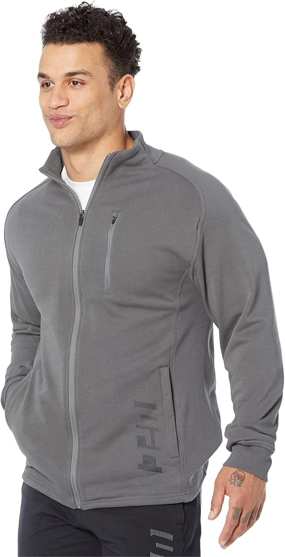 UFC Ultimate Fighting Long Sleeve Full Zip Jacket for Men Standing Collar Straight Hemline Blended Cotton