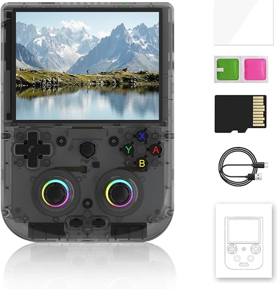 RG406V Handheld Game Console,4.0 Inch IPS Classic Retro Video Games Consoles,with 128G TF Card,with 5500mAh Battery Casual Game Console,Supports Wireless Networt HD Handheld Retro Console (Black)