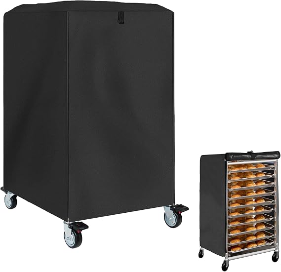 COSHNIBI Pan Bun Rack Cover,420D Waterproof and Dust Resistant Bun Rack Cover with Zipper Suitable for Commercial Bread Racks,23"L x 28"W x 32" H-Black