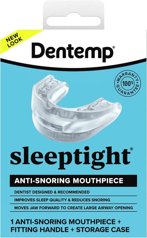 Dentemp SleepTight Mouthpiece Anti Snoring Device - Custom Fit Snoring Mouthguard for a Better Nights Sleep - Device Designed by Dentist and Made in USA 1pk Packaging May Vary