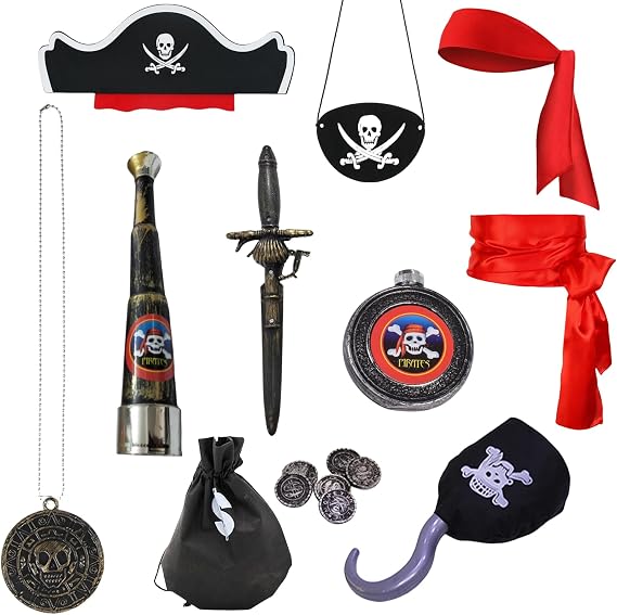 BanKids Pirate Accessories Set Role Play Captain Halloween Cosplay Party Pirate Costume Decorations Kids adult
