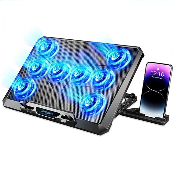 Laptop Cooling pad for Hp EliteBook Folio 9470m Ultrabook Gaming laptops, Laptop Cooler with 8 Fan, Adjustable Speed, 5-Level Height Adjustment, Mute Silent,2 USB-A Port,Built-in Phone Stand
