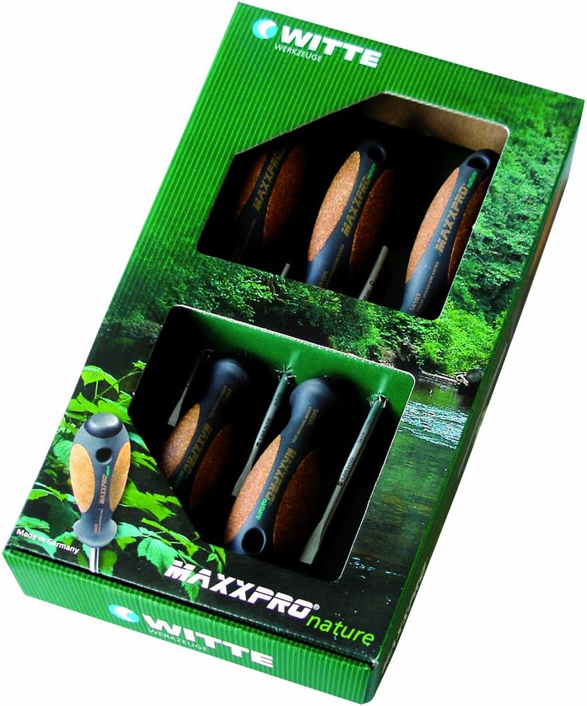 Witte Maxx Pro Nature Cork Slotted and Phillips Screwdriver Set, 5 Pieces