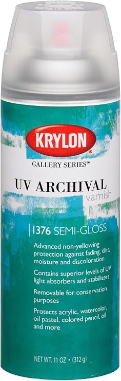 Krylon K01376000 Gallery Series UV Archival Varnish Aerosol Spray, Semi-Gloss, 11 Ounce