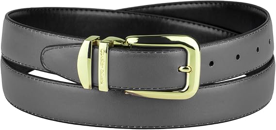 Reversible Belt Wide Solid Colors Black Bonded Leather Gold-Tone Buckle