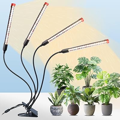 FECiDA Gamechanger 2026 36 Watt Power Draw, NO Need Adapter, 4Head Strong Clip Grow Lights for Indoor Plants with 48121620H Timer, LED Plant Growing Lamps for Houseplants, Bonsai, Seed Starting