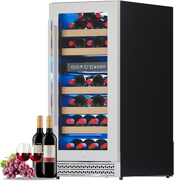 Albott 15 Inch Wine Fridge, Dual Zone 31 Bottle Wine Cooler