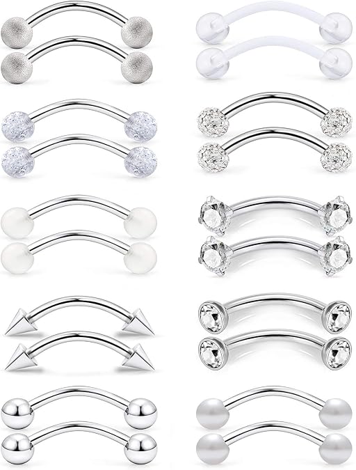SCERRING 16G Eyebrow Rings Tragus Helix Rook Daith Earrings Lip Ring Barbell Body Piercing Jewelry Retainer 6mm 8mm 10mm 20-30PCS