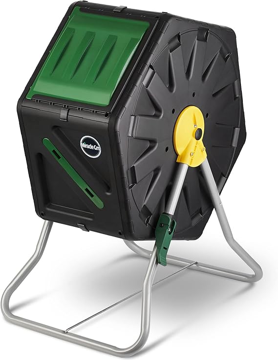 Miracle-Gro Compost Tumbler Single Chamber Easy-Turn Composter Tumbler Outdoor for Fast Composting Heavy-Duty Composting Bin with 1 Sliding Door (18.5 Gallon / 70 Liter)