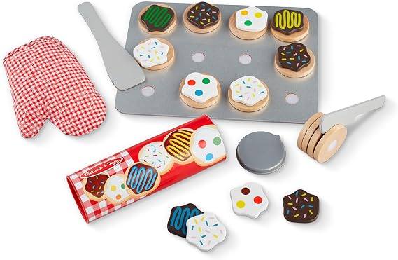 Melissa & Doug Slice & Bake Cookie Set with Wooden Play Food, Colorful Toppings & Play Kitchen Accessories, Preschool Learning Toys for Girls & Boys 3+