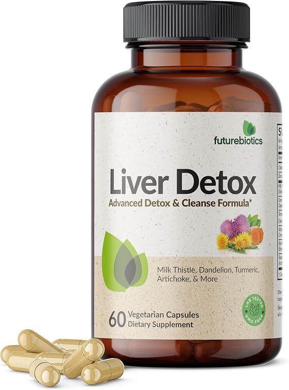 Futurebiotics Liver Detox Advanced Detox & Cleanse Formula Supports Healthy Liver Function with Milk Thistle, Dandelion Extract, Turmeric, Artichoke Leaf, More, Non-GMO, 60 Vegetarian Capsules