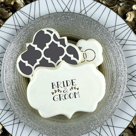 Wedding Day Party Cookie Stencils | 5 Sheet Value Bundle | Bride & Groom | Mr. & Mrs. | for Cookies, Cup Cakes, Cards, Paper, Fabric