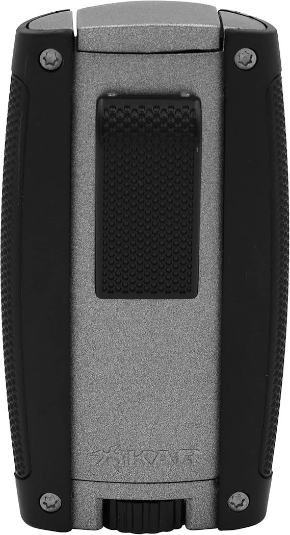 Xikar Turismo Double Jet Flame Cigar Lighter, Attractive Gift Box, Pocket-Friendly, Protective Flip-Lid, Over-Sized Fuel Tank, Matte Gray
