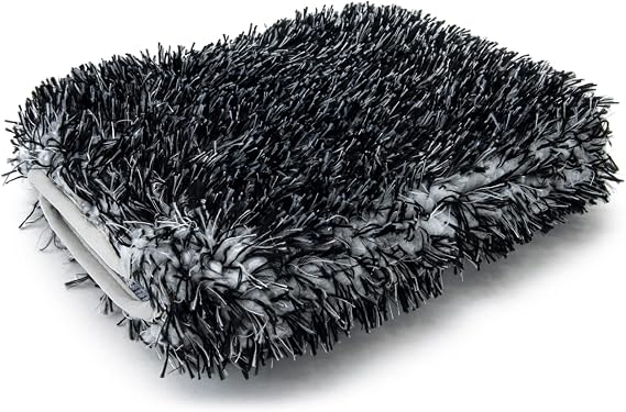 Autofiber Wash Monster Plush Car Wash Pad, Soft & Plush Absorbent Microfiber Fibers, Large Fits in Bucket - Pack of 1 (9 inch x 7 inch) Black