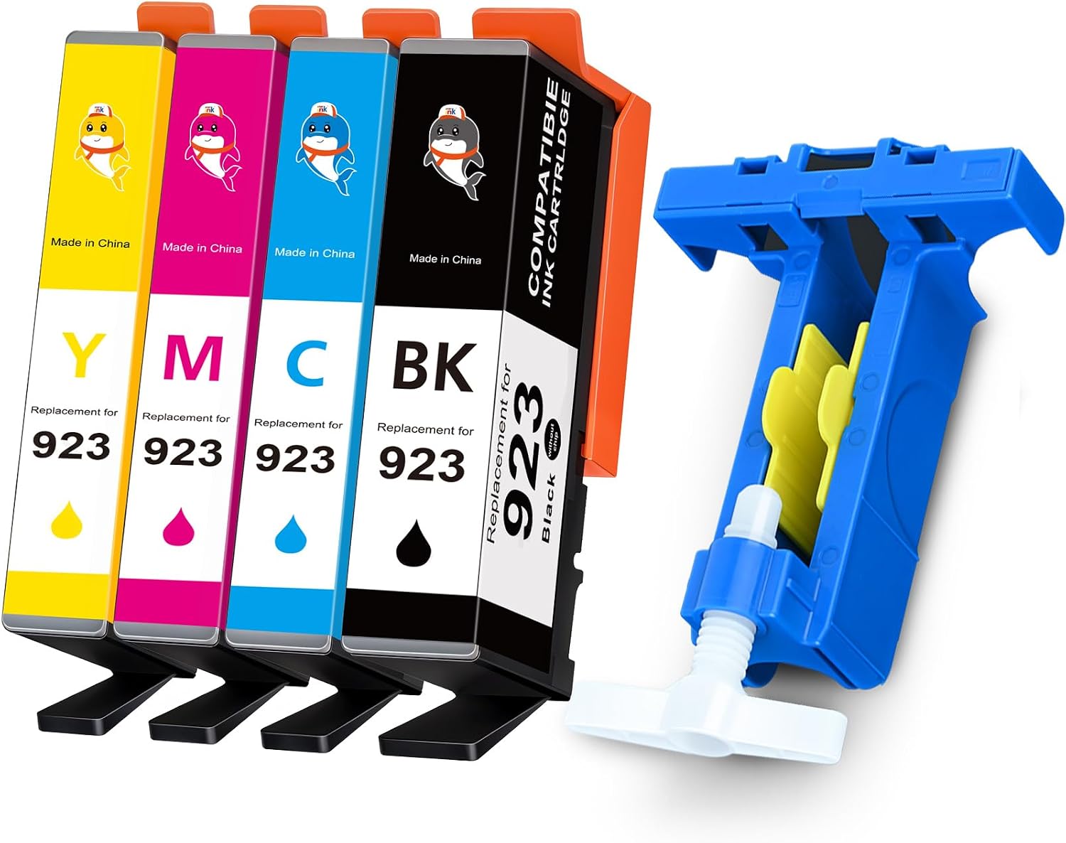 923 Ink Cartridges Combo Pack Without Chip Replacement for 923 Ink Cartridges Work for OfficeJet 8130e 8135e 8130 8138e 8139e OfficeJet 8120 8123 8122e Printer,4 Pack