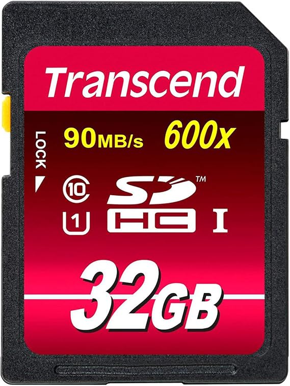 Transcend 32GB SDHC Class 10 UHS-1 Flash Memory Card Up to 90MB/s (TS32GSDHC10U1)