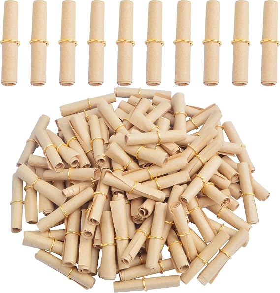 100pcs Vintage Message Paper Scrolls Mini Lucky Wishing Paper Scrolls Write-On-It Valentine Message Paper Roll for Birthday Anniversary Valentine Party Gifts Decor