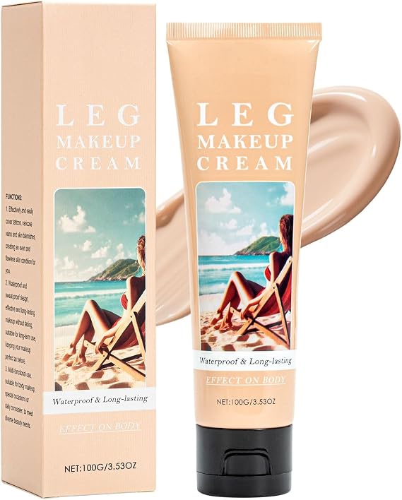 Leg Makeup Waterproof No Transfer, Full Coverage Concealer Leg Makeup Cream, Body Perfector Tattoo Cover Up Makeup,Body Coverage Foundation for Legs & Body, Even Skin Tone Daily Wear (01# Light)