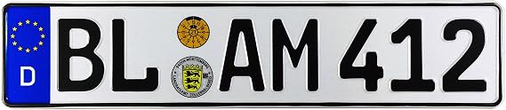 Balingen & Zollernalbkreis German Euro License Plate by Z Plates (Rear Plate)