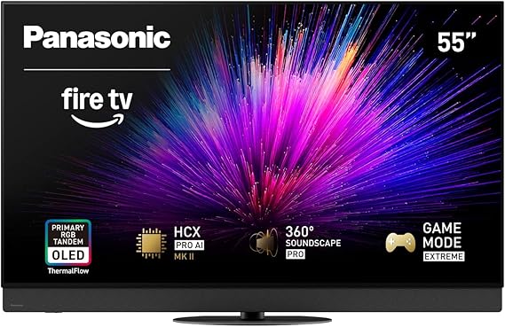 Panasonic Z95 Series (2025 Model) 55-inch OLED 4K Ultra HD Smart Fire TV, HDR10+ Adaptive, Dolby Vision IQ, 360 Soundscape Pro, 144Hz Refresh Rate and Hands-Free Alexa - 55Z95BP
