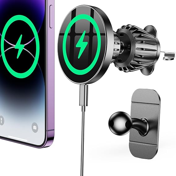 Coolpow for MagSafe Car Mount ChargerUpgraded Strongest Magnet PowerMagnetic Phone Holder for Car Vent360 AdjustableMagnetic Car Phone Holder Mount Charger for iPhone 16 Pro Max 15 14 13 12 Plus