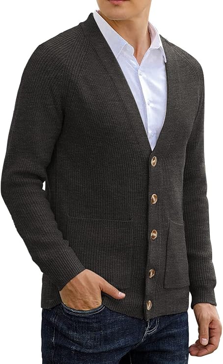 Sailwind Men's Long-Sleeve Cardigan Sweater Soft Cable Knit Sweater for Men