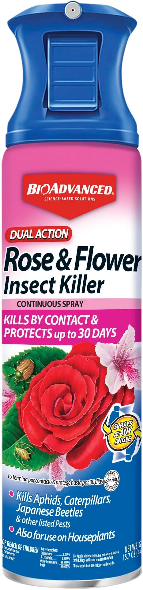 BioAdvanced Dual Action Rose and Flower Insect Killer, Continuous Spray, 15.7 oz