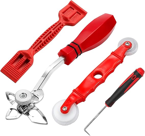 4Pcs Windshield Removal Tool Kit W Spline Roller, Spline Removal Hook, Weatherstrip Pry Tool and Windshield Locking Strip Tool for Screen Door and Windshield Repair, Home & Auto Maintenance