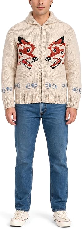 Project Ryan Gosling Hail Marry Wolf Cardigan Sweater for Men – Shawl Collar Knitted Zip Up Wool Blend Cowichan Style Jacket