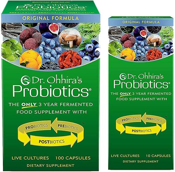 Dr. Ohhiras Probiotics Original Formula 3-Year Naturally Fermented Japanese Probiotic with Prebiotics, Probiotics & Postbiotics Shelf-Stable Gut Health Support 100+10 Vegetarian Capsules