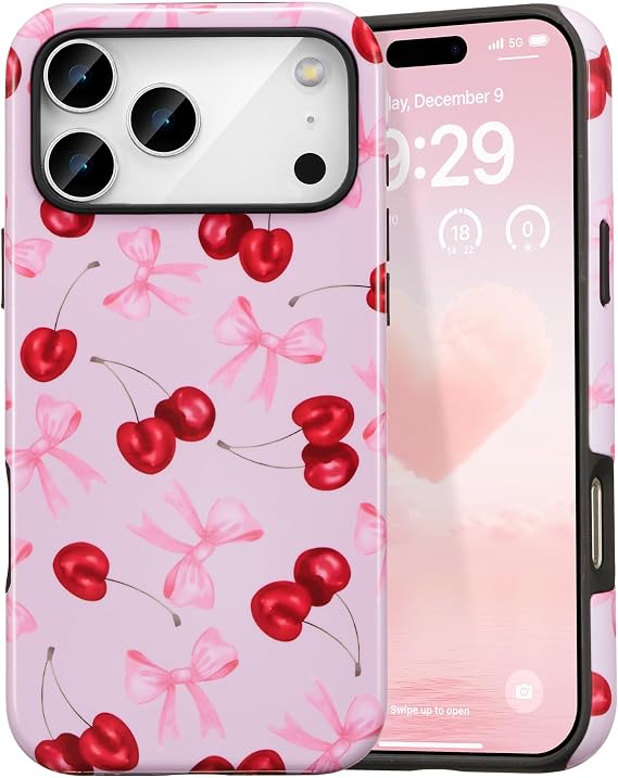 DEFBSC for iPhone 17 Pro Max Cute Hybrid Case, Big Ribbon/Glossy