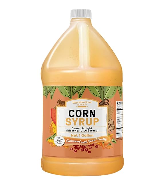 Unpretentious Corn Syrup, 1 Gallon Jug, Light Syrup with Real Vanilla, Gluten Free, Natural, Sugar Substitute, Jug with Twist Off Cap