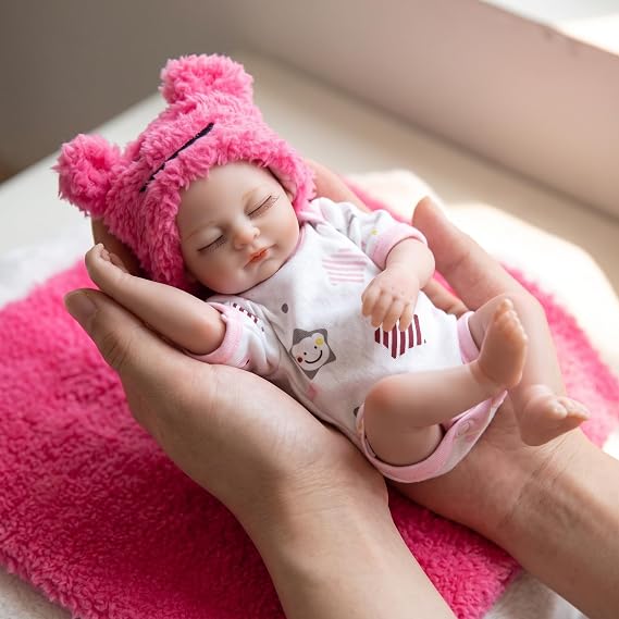 TERABITHIA Miniature 10" Realistic Beautiful Dreamer Newborn Baby Doll Kits Silicone Full Body Washable for Girl