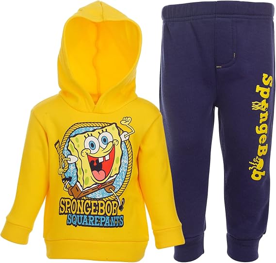 Nickelodeon SpongeBob SquarePants Fleece Pullover Hoodie and Jogger Pants Outfit Set Toddler to Big Kid