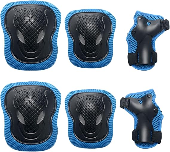 Kids Knee And Elbow Pads, 6 PCS Adjustable Kids Sports Protective Gear Set, Breathable Guards Protective Gear With Mesh Bag for Skateboard, Roller Skating, Biking, Skating & Outdoor Sports