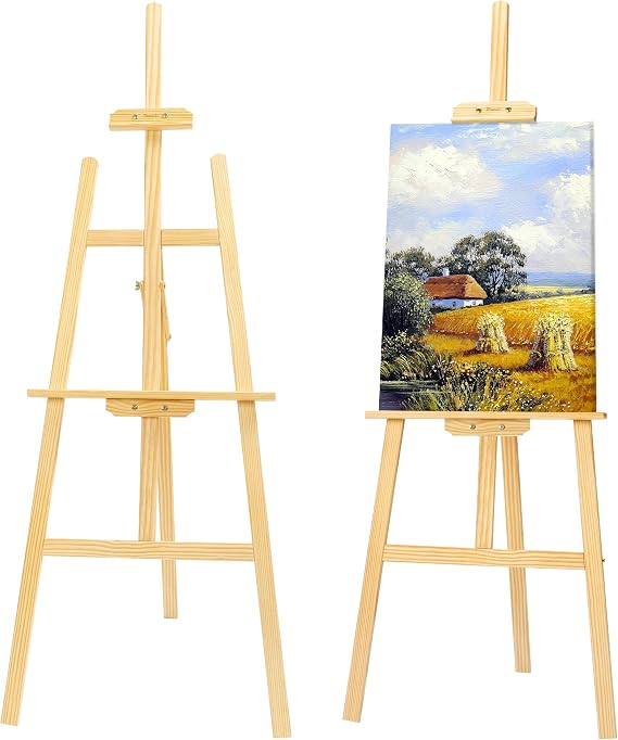 finenolo Wooden Easel Stand for Painting, 45" Adjustable Height Folding Art Easel for Canvas, Drawing, Wedding Signs & Posters, Ideal for Adults, Artists, Beginners, Students & Kids