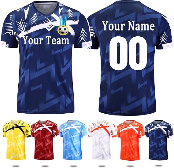 Football Kit Design - Personalised Football Shirt for Kids Adults with Name Number Team Logo Custom Football Shirt