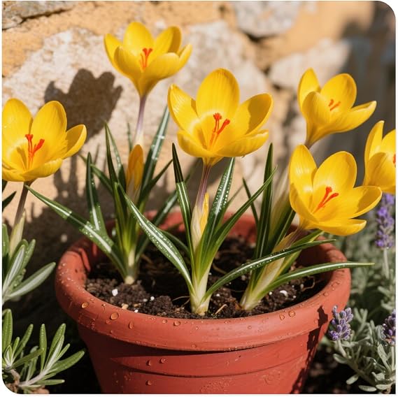 Crocus Bulbs to Plant Now UK/Saffron Crocus Bulbs-Rhizome/Ornamental/Resistant/Bedding/Gorgeous/Potted/Plants-8 Bulbs-I