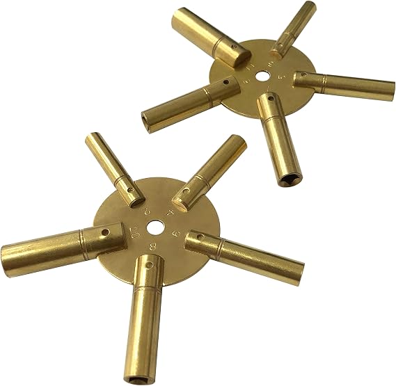 Jewellers Tools 2-10 & 3-11 Clock Key Set: Winged Brass Spider Star Pair - Odd & Even (110)