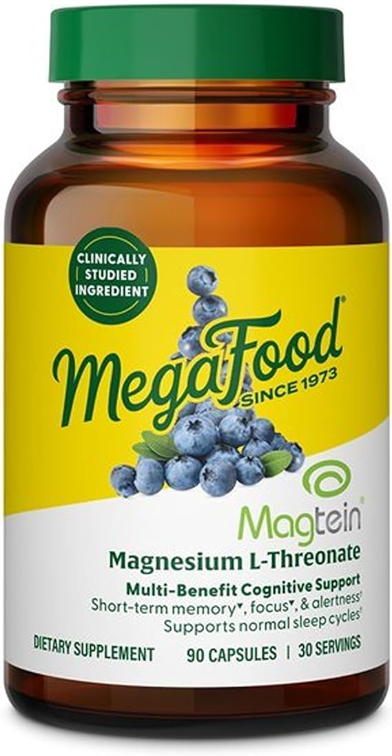 MegaFood Magtein Magnesium L-Threonate, Memory, Focus & Sleep, 90 Capsules