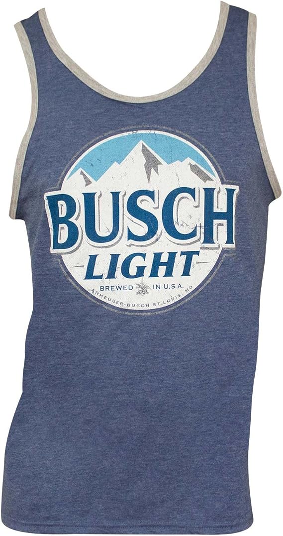Busch Light Distressed Logo Mens Ringer Tank Top