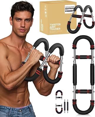 Twister Arm Trainer, Adjustable Power U Shaped Arm Trainer Bar for Men, 60-100lb Chest Exerciser for Women, Snaker Portable Spring Resistance for Home Workout Machine Equipment