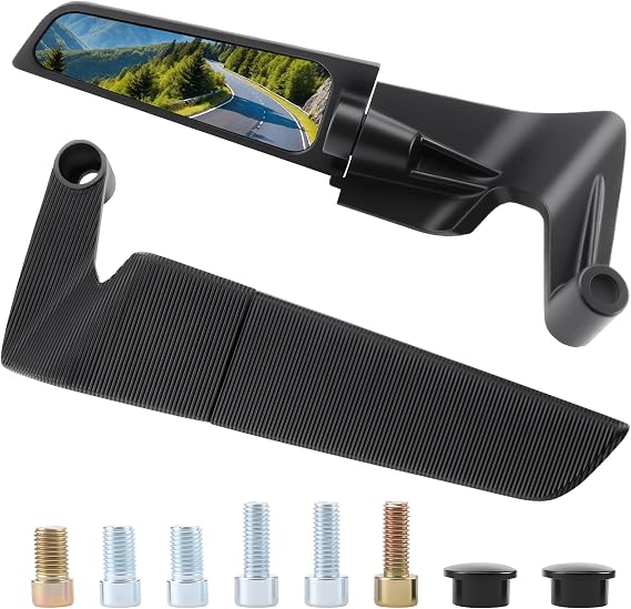 2 Pcs Aerodynamic Motorcycle Mirrors Set 360° Adjustable | Motorbike Rear View Side Mirrors Universal Motorcycle Rearview Side Stealth Wing Mirror for 10/8mm Handlebar