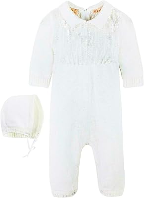 Carriage Boutique Baby Boys Formal Classic - Baptism Outfit with Bonnet Hat, Cross Detail